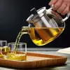 Heat-resistant borosilicate glass teapot designed for brewing herbal and flowering teas