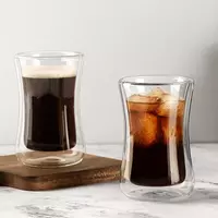 Jiateng double wall glass cup with transparent insulated design for coffee and beverage drinks