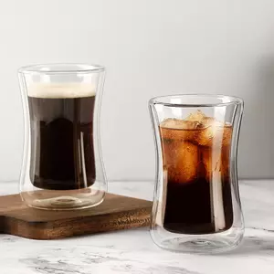 Jiateng double wall glass cup with transparent insulated design for coffee and beverage drinks
