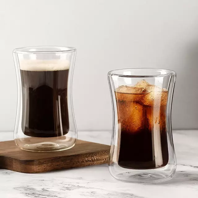 Jiateng double wall glass cup with transparent insulated design for coffee and beverage drinks