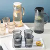 Premium vertical ribbed borosilicate glass pitcher with lid for serving water and cold beverages