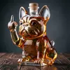 Handcrafted dog-shaped whiskey decanter with wooden stopper for elegant spirit storage