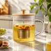 Jiateng glass tea infuser pitcher with bamboo lid and stainless steel filter for tea brewing