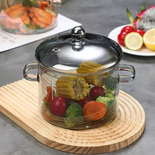 Heat Resistant Borosilicate Glass Cooking Pot with Transparent Glass Lid