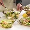 Transparent Glass Casserole Pot Set for Cooking Serving and Food Storage