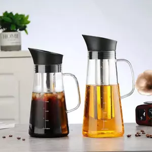 Borosilicate Glass Cold Brew Coffee Pitcher with Filter Lid