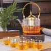 Glass Tea Kettle Set with Cups for Heat Resistant Tea Brewing