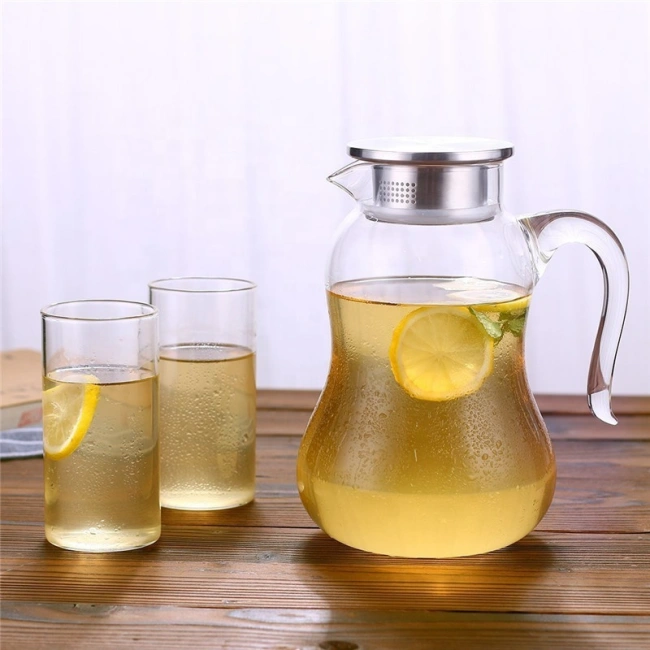  jiateng borosilicate glass water pitcher with stainless steel lid and filter
