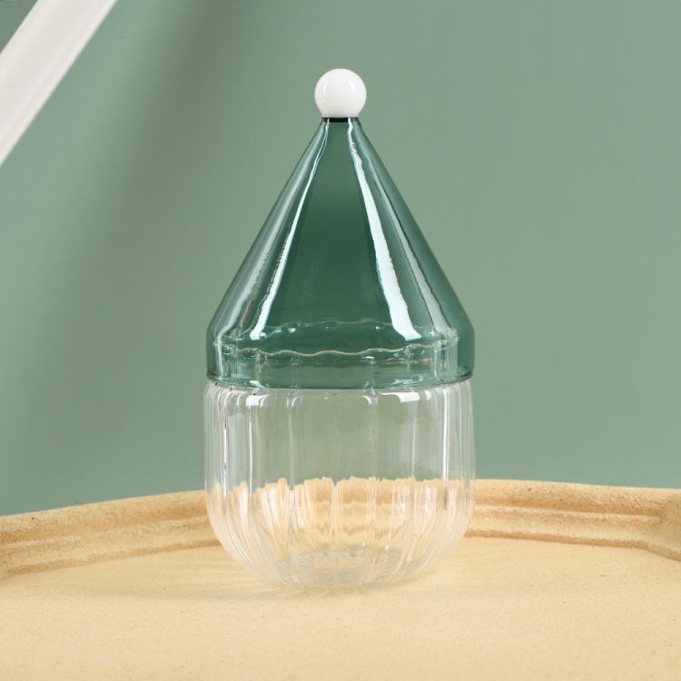 Clear glass cup with whimsical gnome hat lid by Jiateng, ideal for home, office, or gift use, stylish and modern
