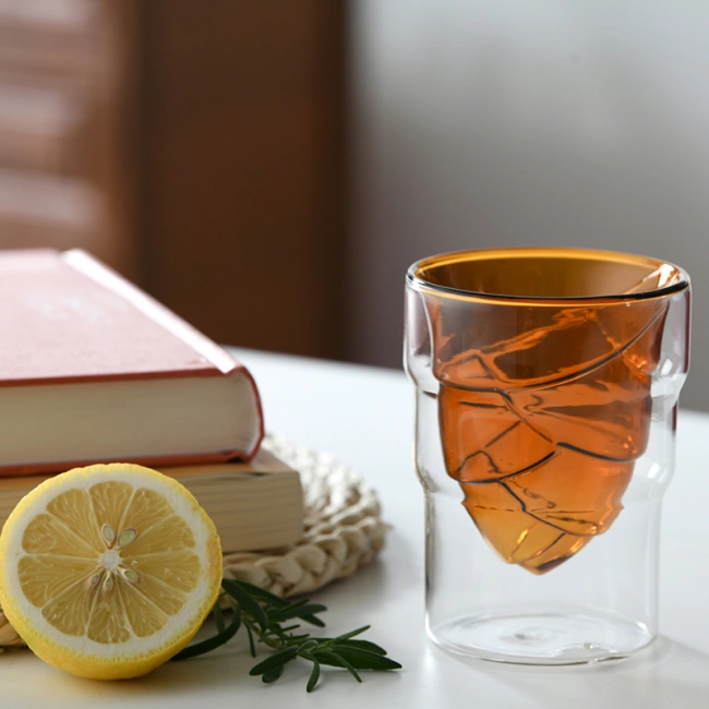 Modern aesthetic glass cup for home cafe and office use