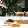 Jiateng reusable glass seasoning jars with wooden spoons and bamboo lids for home kitchen storage