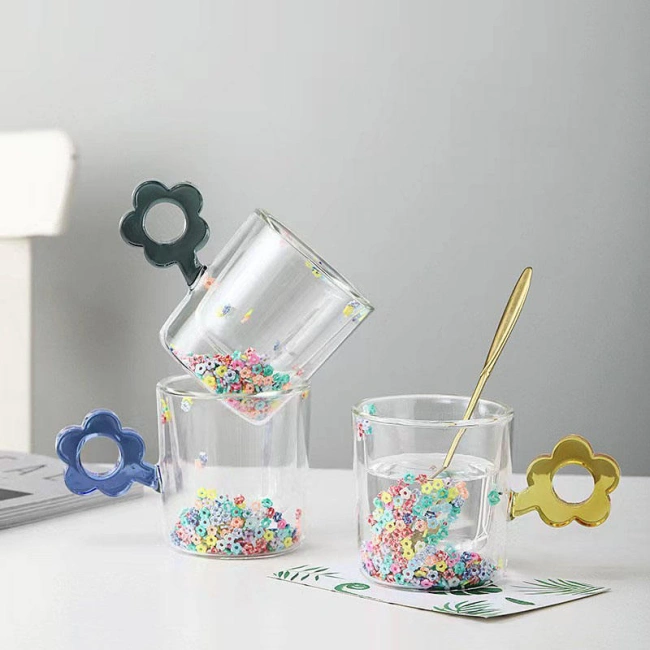 Flower Handle Glass Cup