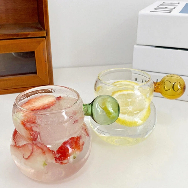 jiateng borosilicate glass cup, minimalist coffee mug with ball handle