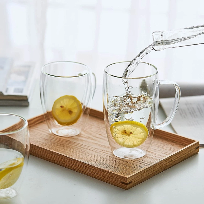 High-quality Jiateng double-wall glass cup, keeps beverages hot or cold longer, ideal for coffee, tea, or refreshing drinks