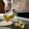 Stylish glass tea maker with ergonomic handle and drip free pouring spout