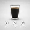 400ml double wall glass coffee cup measuring 140mm in height and 95mm in diameter
