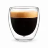 80ml clear double wall espresso glass cup with rounded inner bowl and transparent outer wall