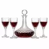 decorative red wine decanter set with four stemmed wine glasses for elegant wine serving