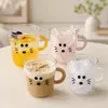 Custom cartoon glass cup with cute printed design