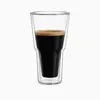 JT-D117 300ml transparent double wall coffee glass with tall tapered body and narrow waist