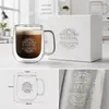 300ml rounded double wall glass coffee mug with clear handle for cafes restaurants and wholesale glassware buyers