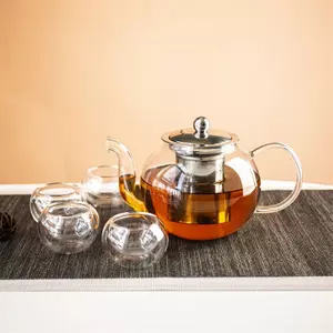 Premium borosilicate glass teapot with removable stainless steel infuser for loose leaf tea