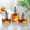 Premium borosilicate glass teapot with removable stainless steel infuser for loose leaf tea