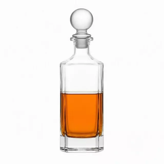 Jiateng square glass whiskey decanter with round glass stopper