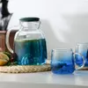  jiateng mountain design glass pitcher with natural wooden lid