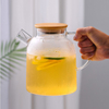 High-quality Jiateng glass pitcher with bamboo lid, ideal for home, office, or dining, modern and elegant design