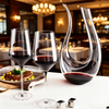 Clear glass wine decanter with two matching glasses by Jiateng, ideal for restaurants, home use, or wine tasting events