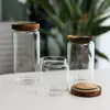 Premium Jiateng glass kitchen containers with wooden lids for elegant dry food and herb storage