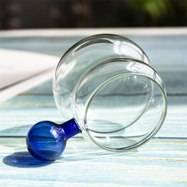jiateng cute glass cup with colorful ball handle, unique gift glass mug