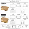 800ml rectangular single layer glass food storage container measuring 16.1 by 11.1 by 7.6cm with transparent borosilicate glass body and beige lid
