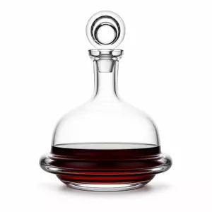 Round base red wine decanter with clear glass stopper for elegant wine serving