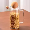 Transparent Glass Food Storage Container with Cork Cover for Kitchen Use