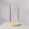 Clear glass cloche with wooden base from Jiateng, ideal for showing off collectibles, flowers, or small ornaments elegantly