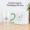 Jiateng decorative glass cup with colored handle and unique inner glass ornament