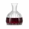 Ribbed glass wine decanter with wide base and elegant narrow neck