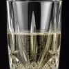 Geometric champagne glass with tall stem and patterned bowl for sparkling wine