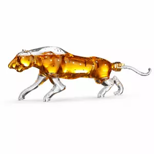 Running leopard whiskey decanter with sculptural transparent animal shaped body