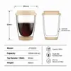 Clear double wall borosilicate coffee tumbler with cream colored silicone base and matching removable lid