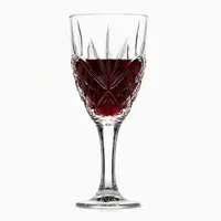 300ml diamond cut wine glass with long stem and decorative geometric bowl