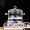 Clear heat-resistant glass soup pot with matching glass lid for everyday kitchen use
