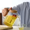 Scandinavian style glass water jug with minimalist design and ergonomic handle