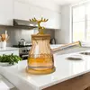 Creative Glass Coffee Pot with Wooden Base for Pour Over Coffee Brewing