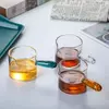 Jiateng mini glass pitcher with colorful handle and measurement markings for cafe use