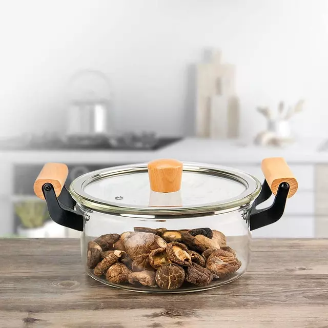 Large Heat Resistant Glass Cooking Pot with Transparent Lid for Family Cooking