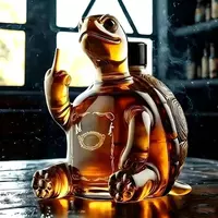 Handcrafted turtle glass whiskey decanter made from crystal-clear glass for premium spirits