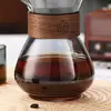 Specialty coffee glass carafe with wooden collar for home coffee brewing